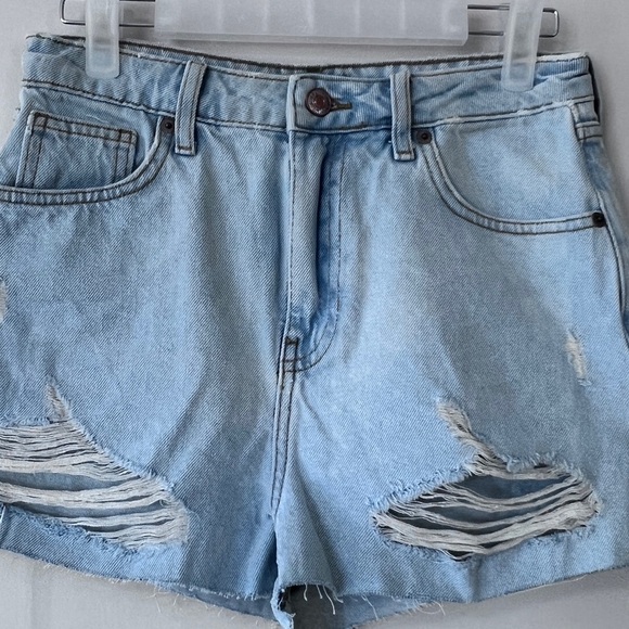 Forever 21 Blue Distressed Jean Shorts - Picture 3 of 4